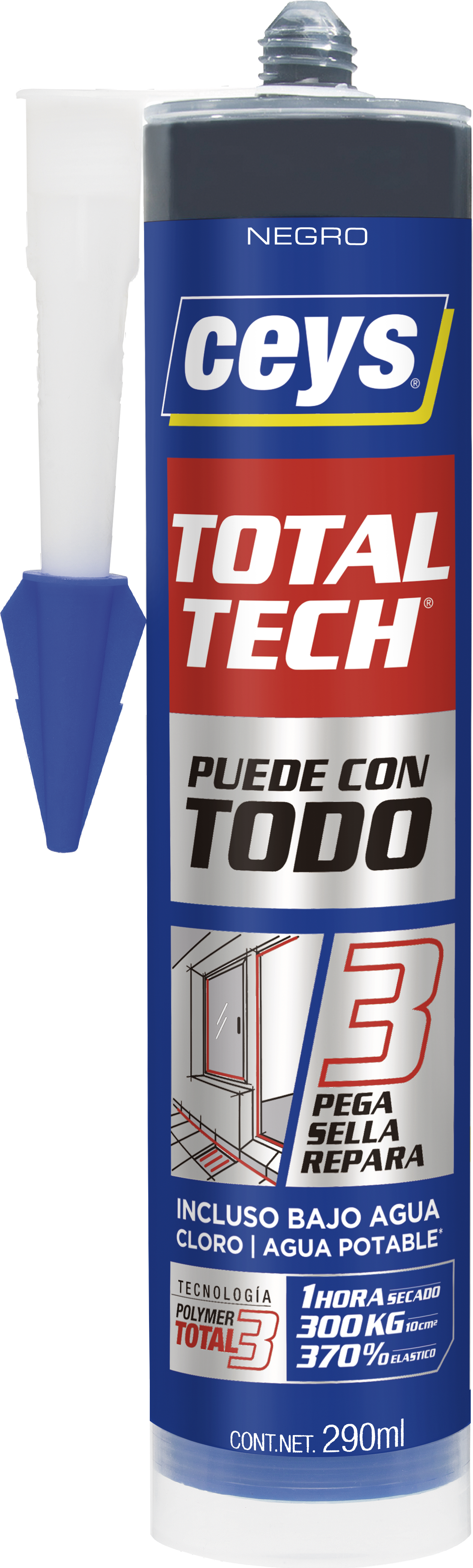 Sellador total tech negro 290ml