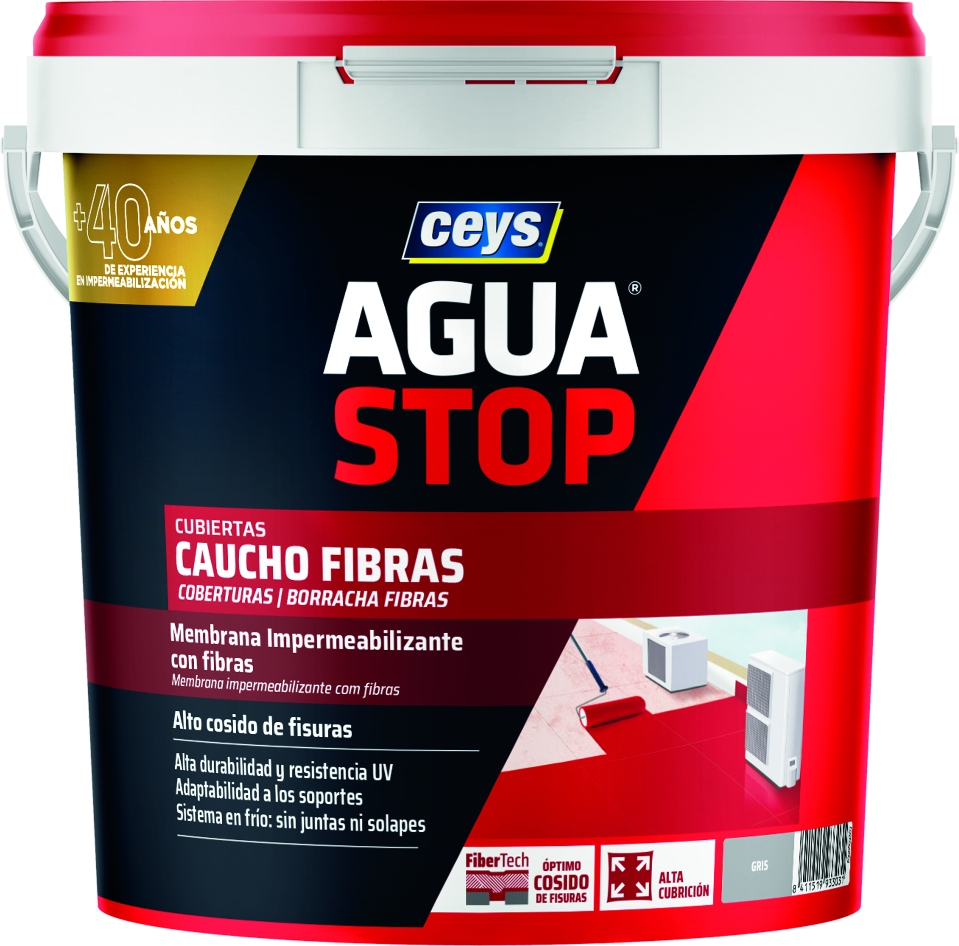 Aguastop caucho fibras gris 5kg