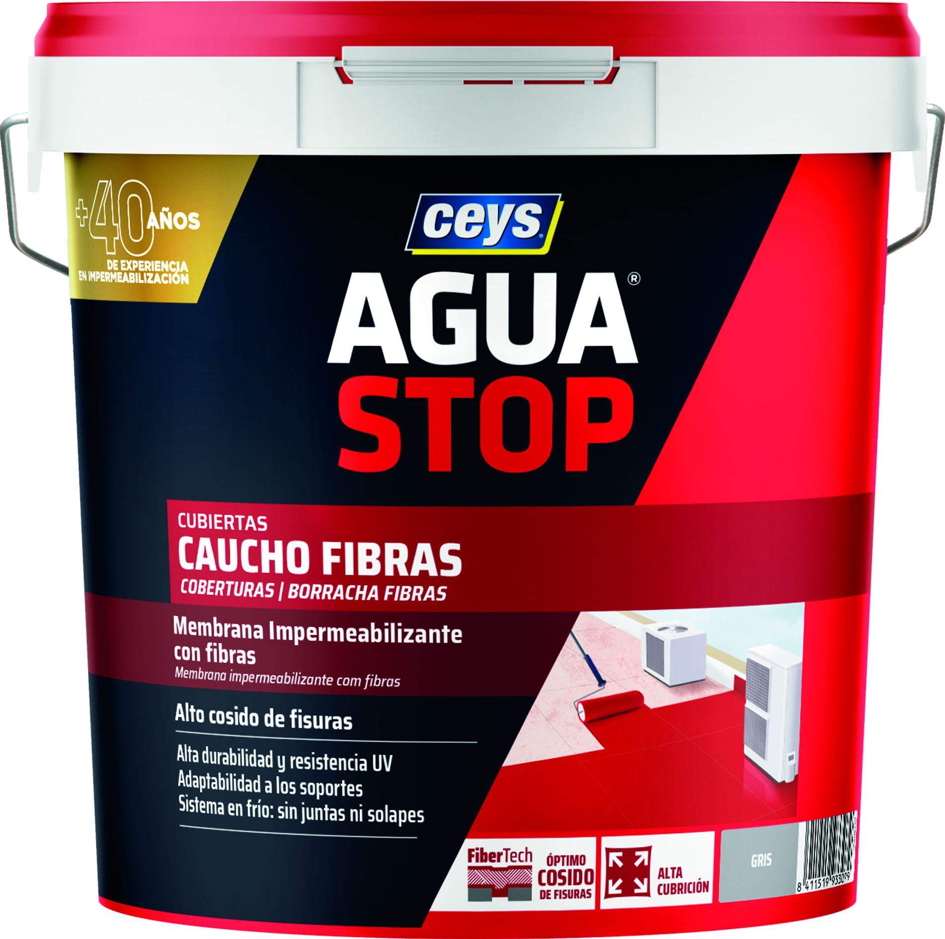 Aguastop caucho fibras gris 20kgr