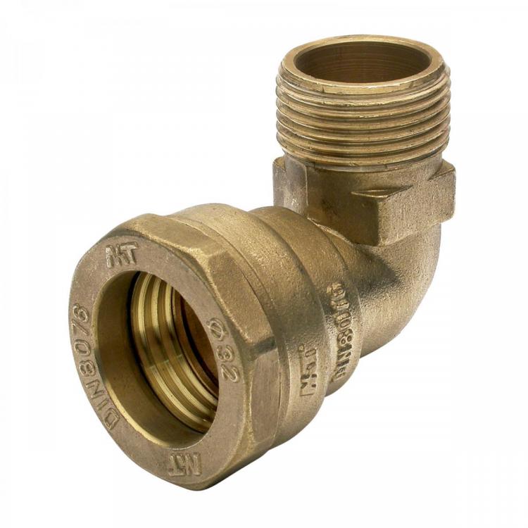 Codo rosca macho PE latón 20x1/2"