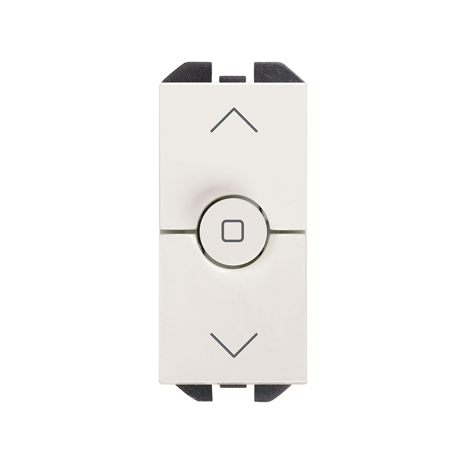 Interruptor para persianas de tecla estrecha con 3 posiciones blanco mate
