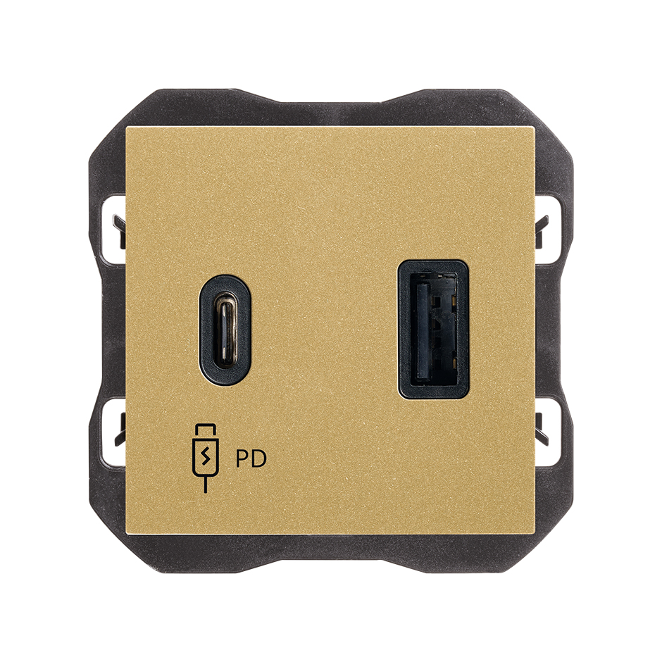 Cargador USB doble A+C 30W Power Delivery oro