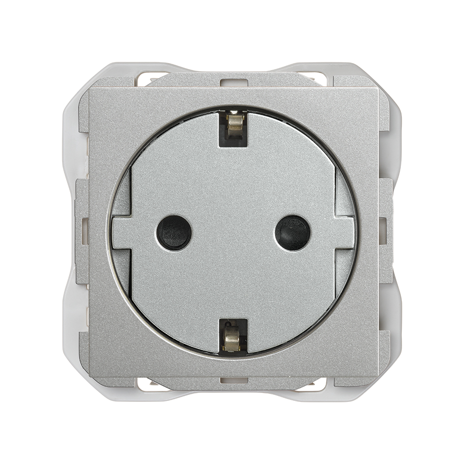Base de enchufe schuko Clean con sistema de embornamiento a tornillo aluminio