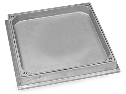 Marco y tapa de registro hermética de aluminio 300X300 mm rellenable