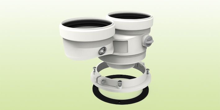 Adaptador biflujo compatible de polipropileno de Ø80
