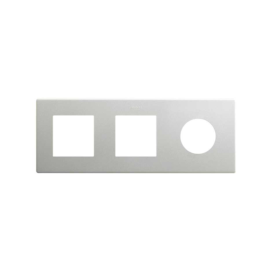 Marco compuesto por 2 elementos y 1 estética mínima para base enchufe schuko CLEAN aluminio