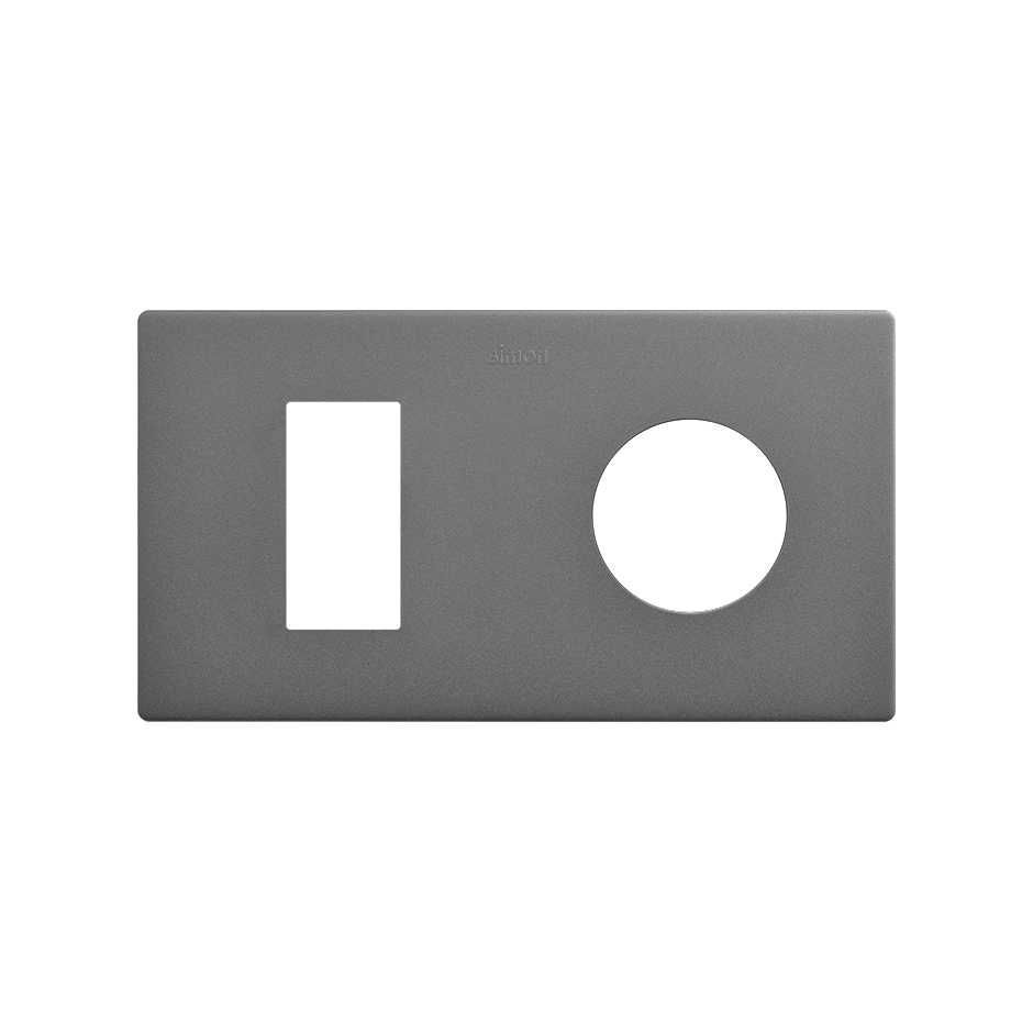 Marco estética mínima para 2 elementos para 1 base enchufe schuko CLEAN titanio