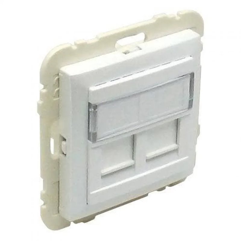 Tapa con soporte para 2 conectores RJ45 en color hielo