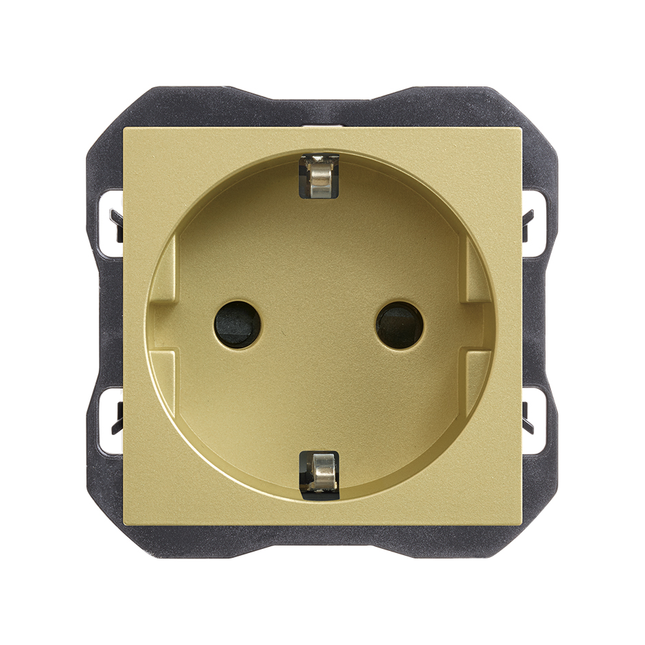 Base de enchufe schuko con sistema de embornamiento a tornillo bronce