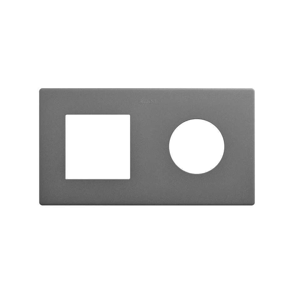 Marco compuesto por 1 elemento y 1 estética mínima para base enchufe schuko CLEAN titanio