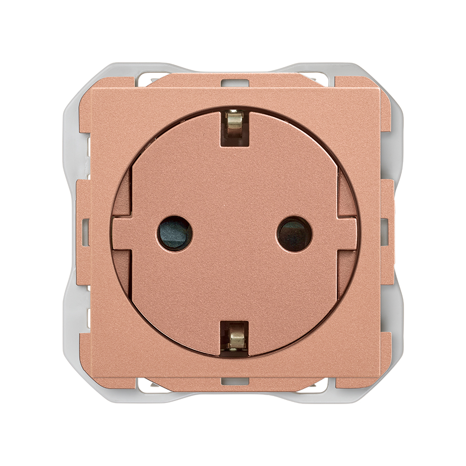 Base de enchufe schuko Clean con sistema de embornamiento a tornillo cobre