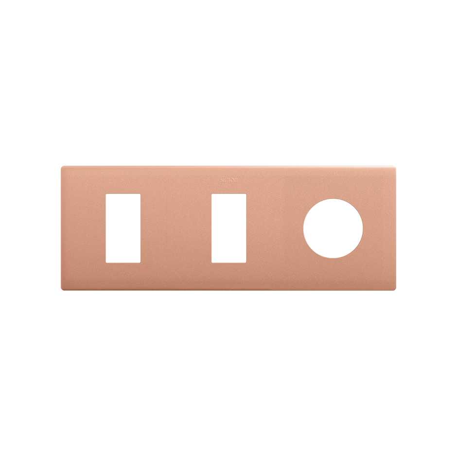 Marco estética mínima 3 elementos enchufe con 2 módulos estrechos schuko CLEAN cobre