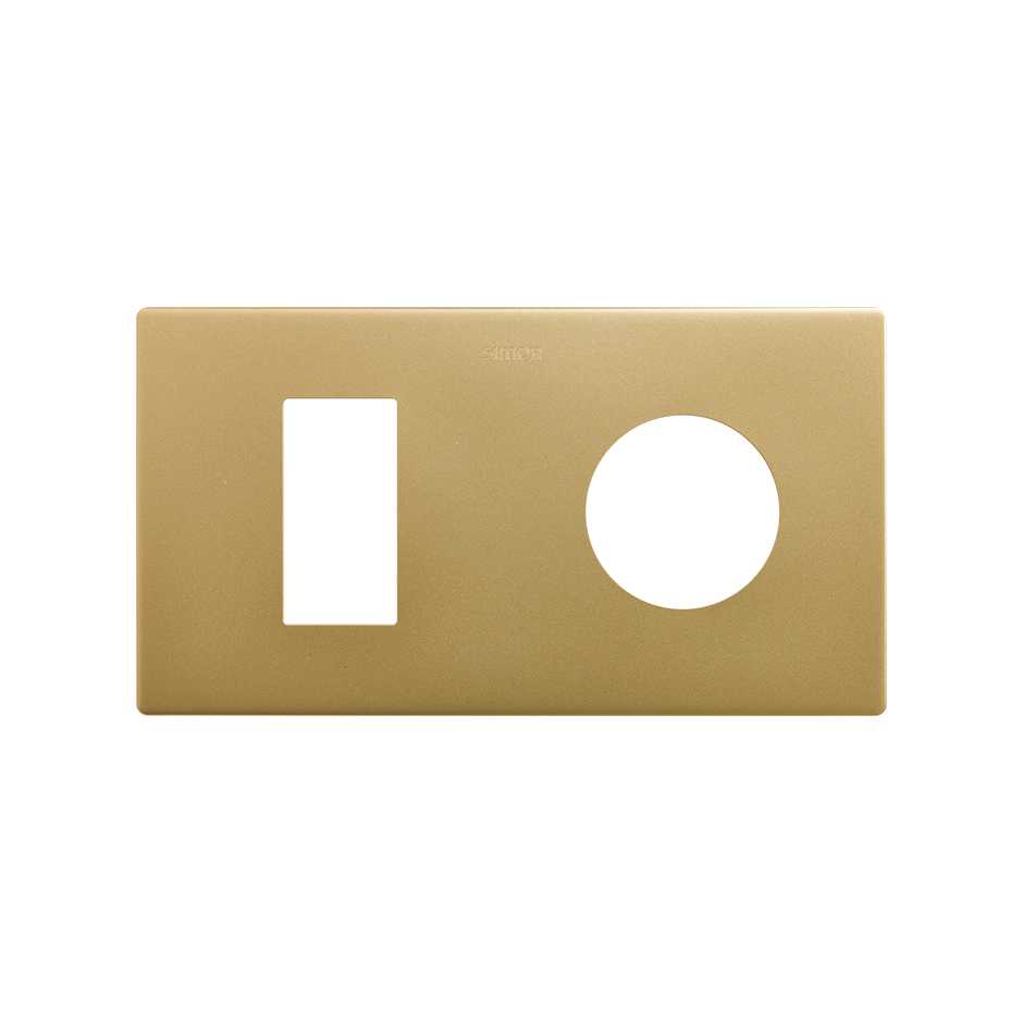 Marco estética mínima para 2 elementos para 1 base enchufe schuko CLEAN oro