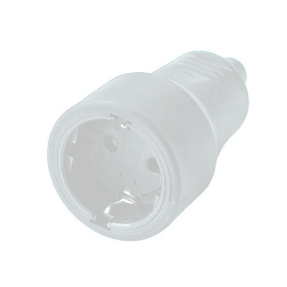Base móvil bipolar SCHUKO de goma con toma de tierra lateral y entrada de cable recta 16A blanca