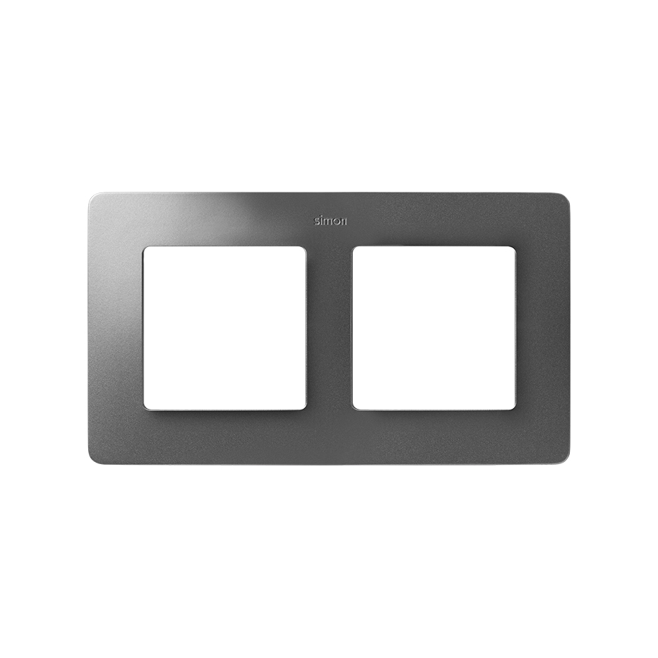 Marco para 2 elementos en color aluminio frío base blanco Simon 82 Detail Original