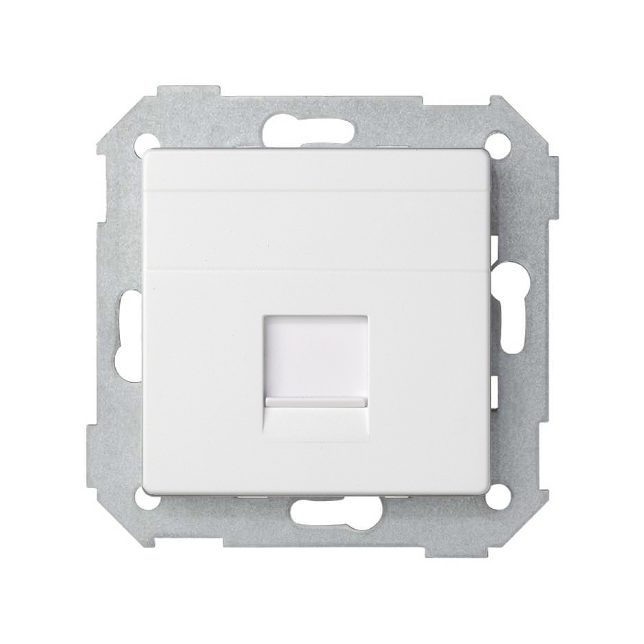 Placa de voz y datos plana con guardapolvo para 1 conector RJ45 AMP®  en color blanco Simon 82