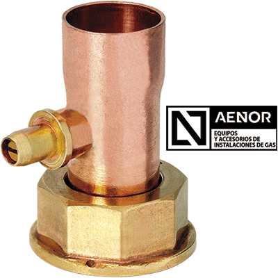 Racor recto 22x7/8" con precinto y purgador