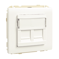 Tapa con soporte para 2 conectores RJ45 blanco
