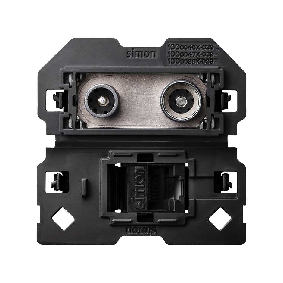 Toma de señal modular R-TV+SAT final y de voz y datos RJ45 categoría 6 UTP