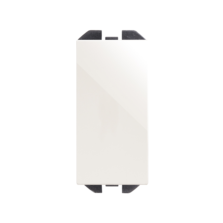 Interruptor unipolar pulsante de tecla estrecha con sistema de embornamiento rápido blanco