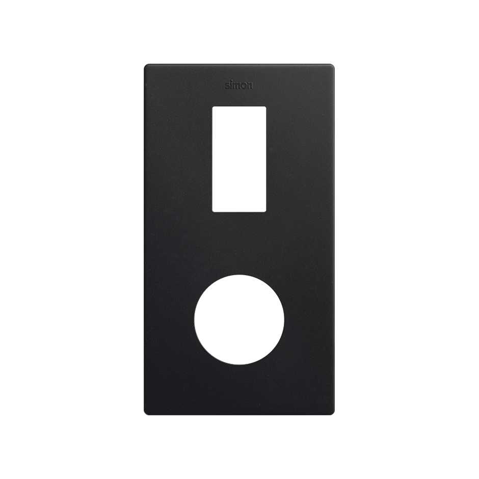 Marco estética mínima vertical para 2 elementos para 1 base de enchufe schuko CLEAN negro mate