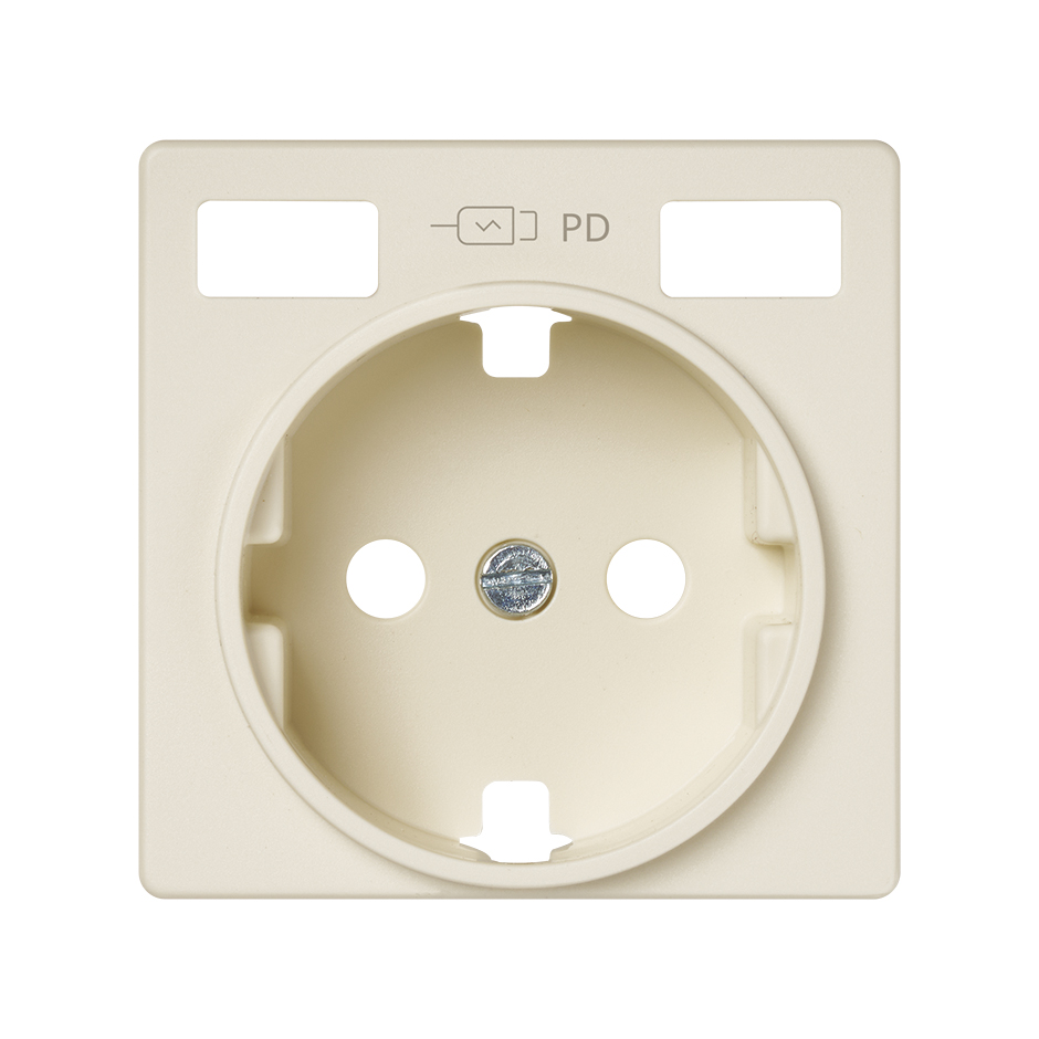 Tapa base enchufe schuko con 2 USB C+C en color blanco Simon 82