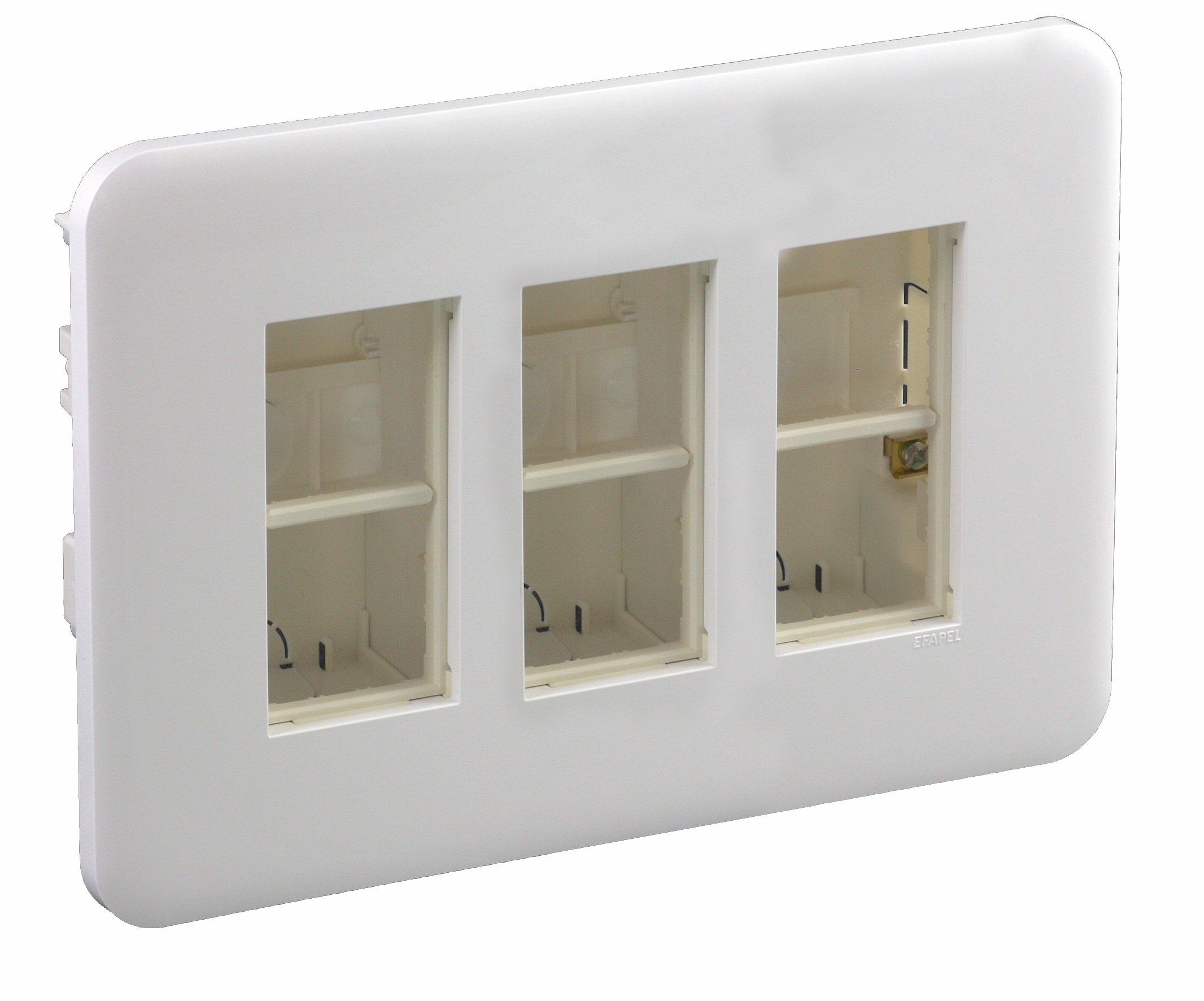 Puesto de trabajo de empotrar 3x4 módulos en color blanco