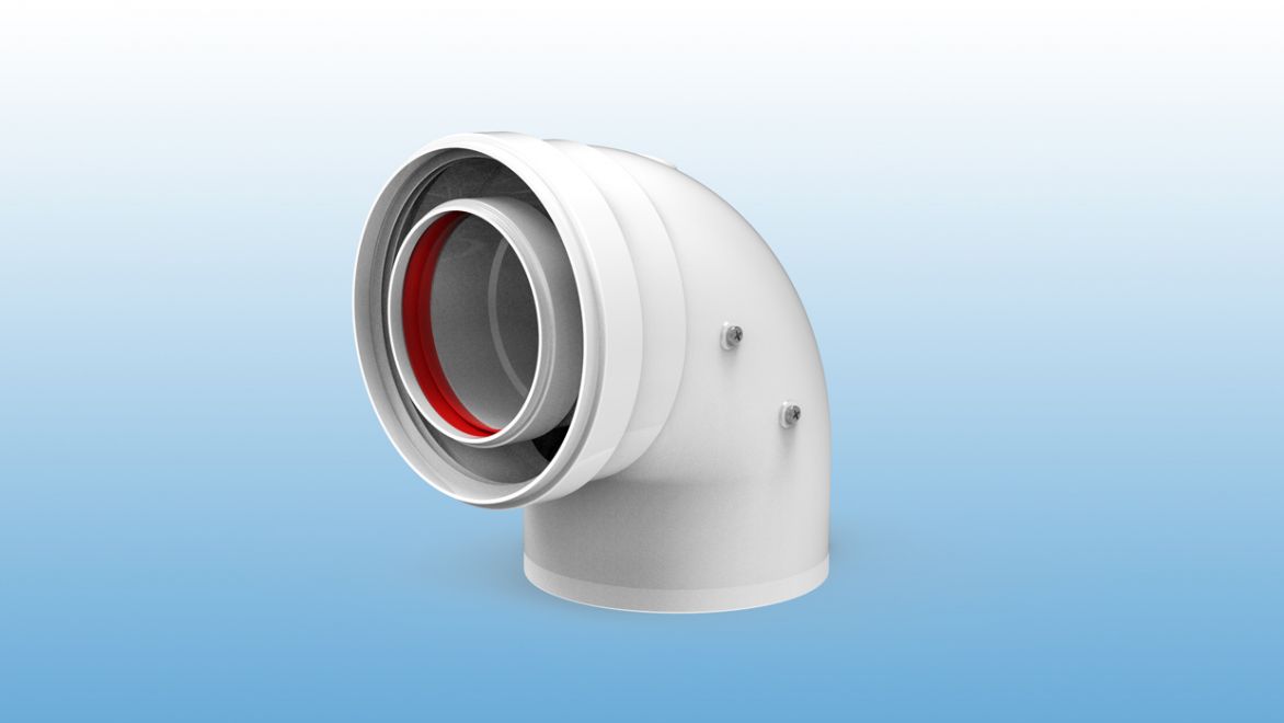 Codo 90 coaxial M-H de Aluminio de Ø60/100 mm