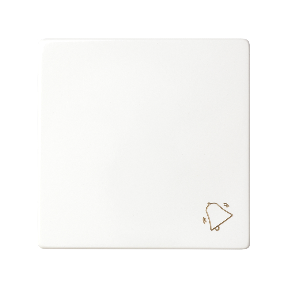 Tecla individual con grabado campana para pulsador en color blanco Simon 82