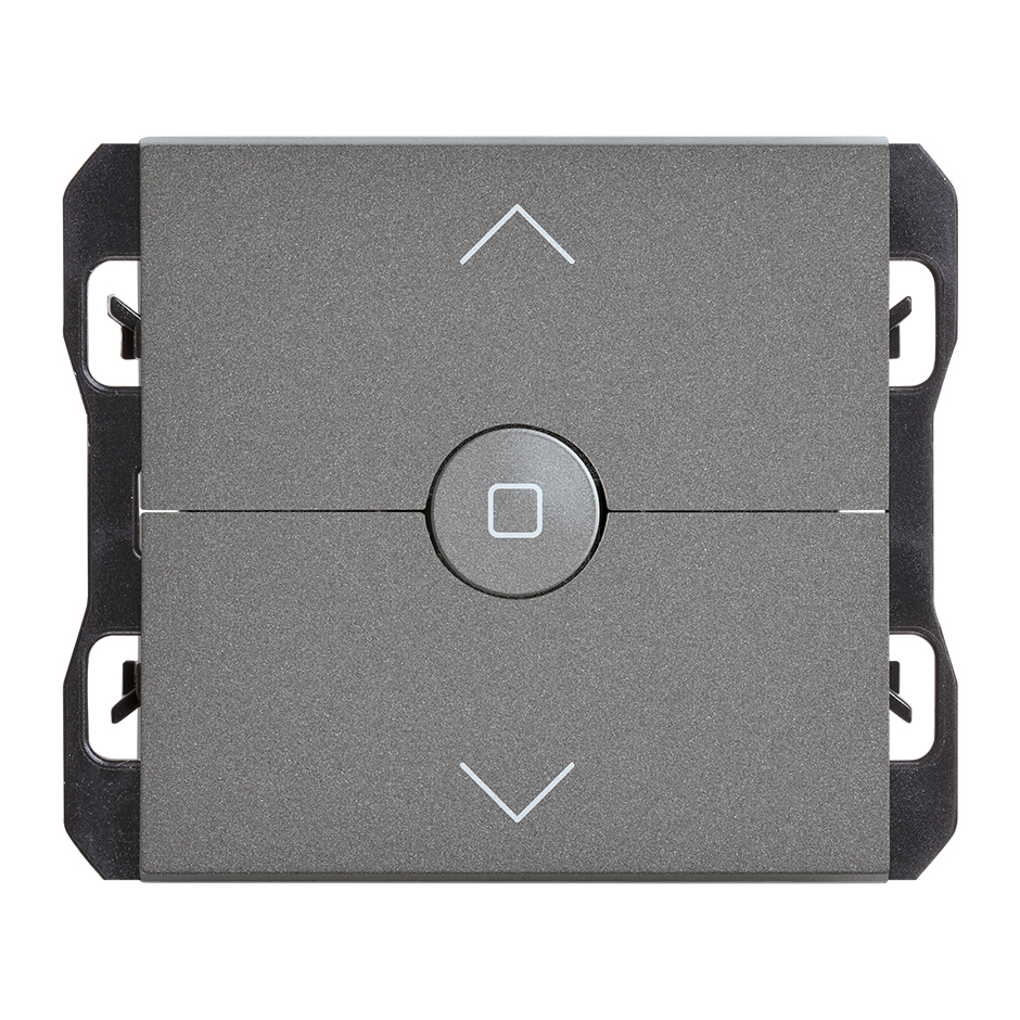 Interruptor para persianas con 3 posiciones, subida, bajada y paro titanio