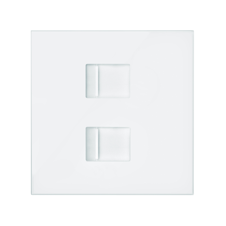 Tapa de voz y datos con guardapolvo para 2 conectores RJ45 blanco mate