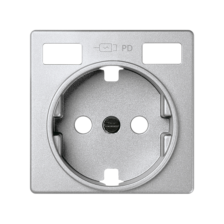 Tapa base enchufe schuko con 2 USB C+C en color aluminio Simon 82