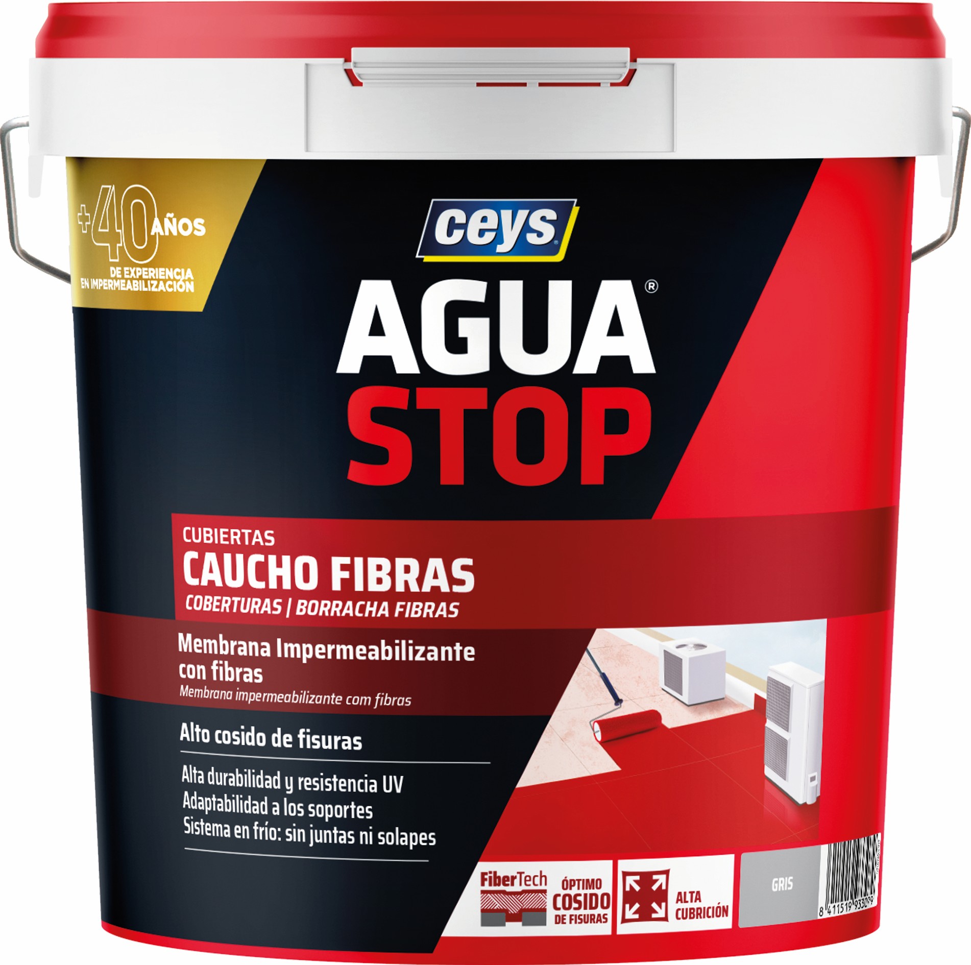Aguastop caucho fibras gris 20 kg