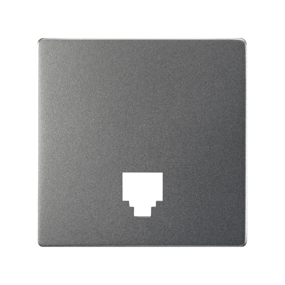 Placa para tomas telefónicas con conectores RJ11 y RJ12 en color titanio Simon 82