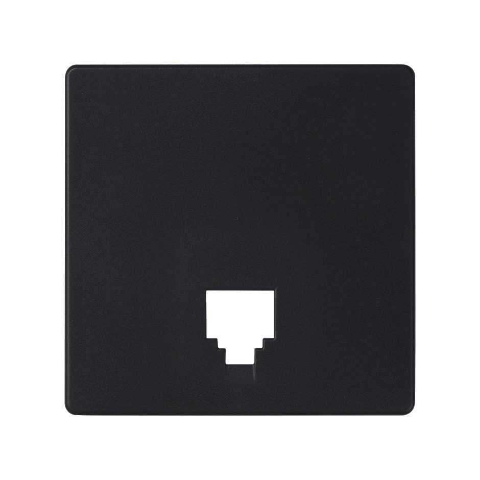 Placa para tomas telefónicas con conectores RJ11 y RJ12 en color negro mate Simon 82 Concept