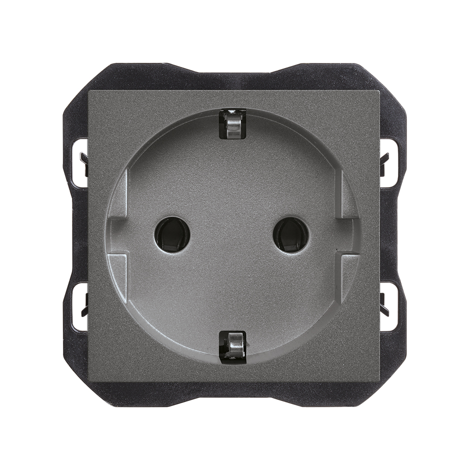Base de enchufe schuko con sistema de embornamiento a tornillo titanio