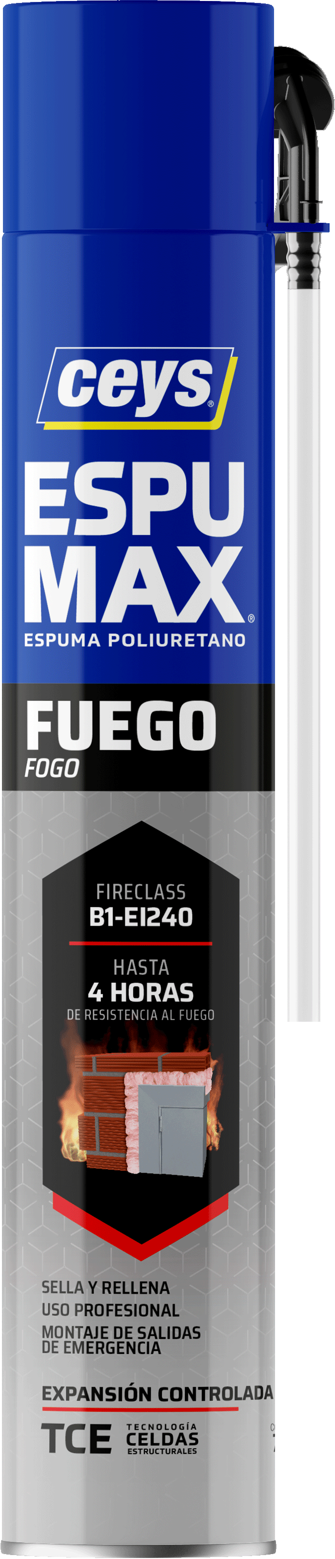 Espuma poliuretano stop fuego  con cánula 750 ml