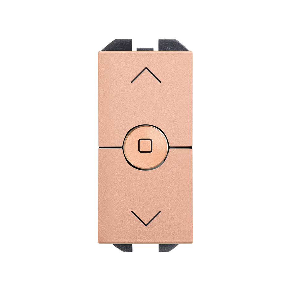 Interruptor para persianas de tecla estrecha con 3 posiciones cobre