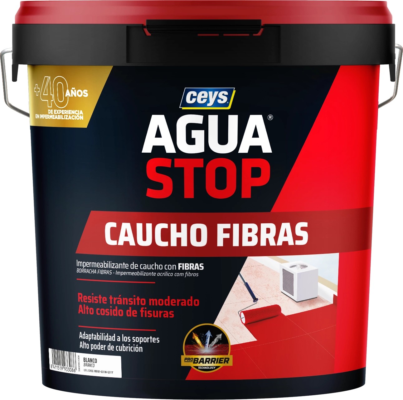 Aguastop caucho fibras blanco 20kgr