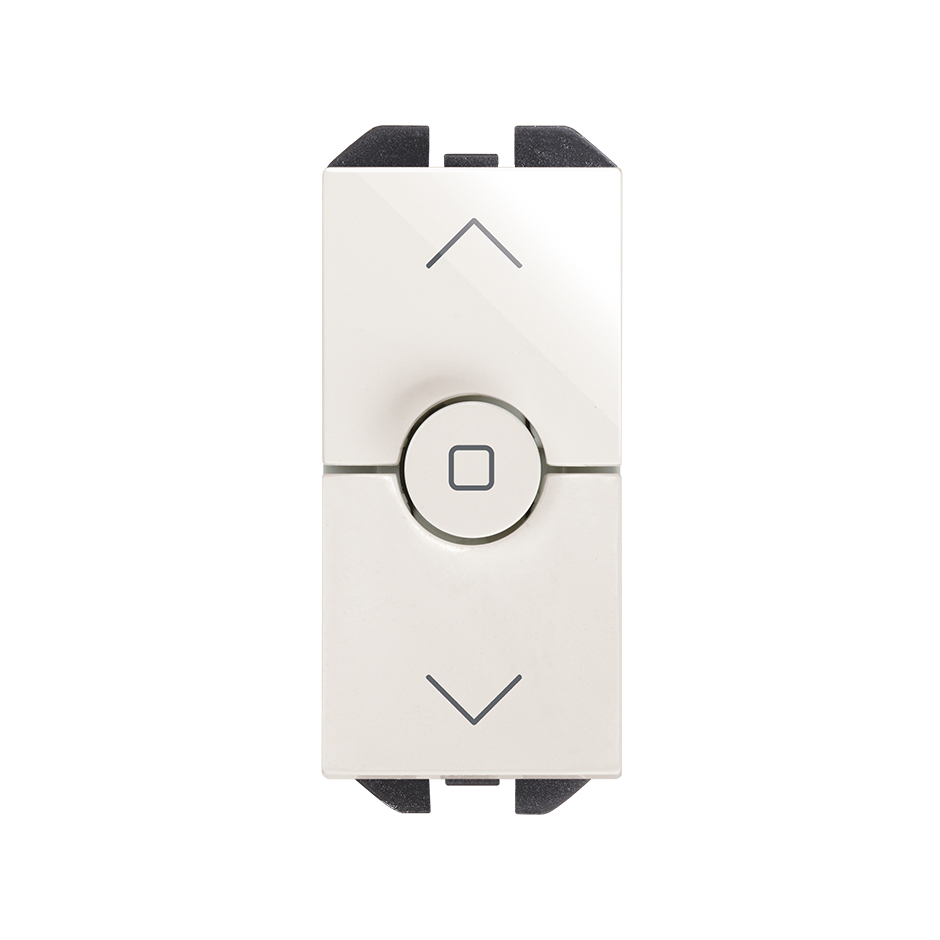 Interruptor para persianas de tecla estrecha con 3 posiciones blanco