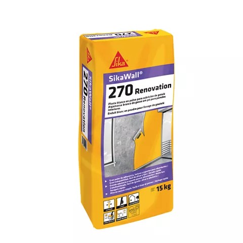 Masilla en polvo para enlucido de interiores SikaWall© 270 Renovación de 15 Kgs