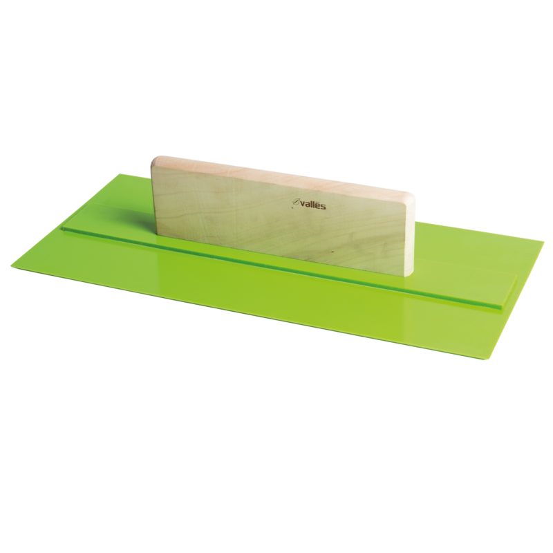 Talocha plástico verde con mango de madera de 500x300mm