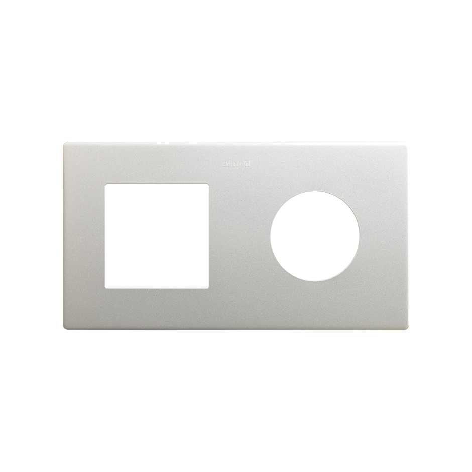 Marco compuesto por 1 elemento y 1 estética mínima para base enchufe schuko CLEAN aluminio