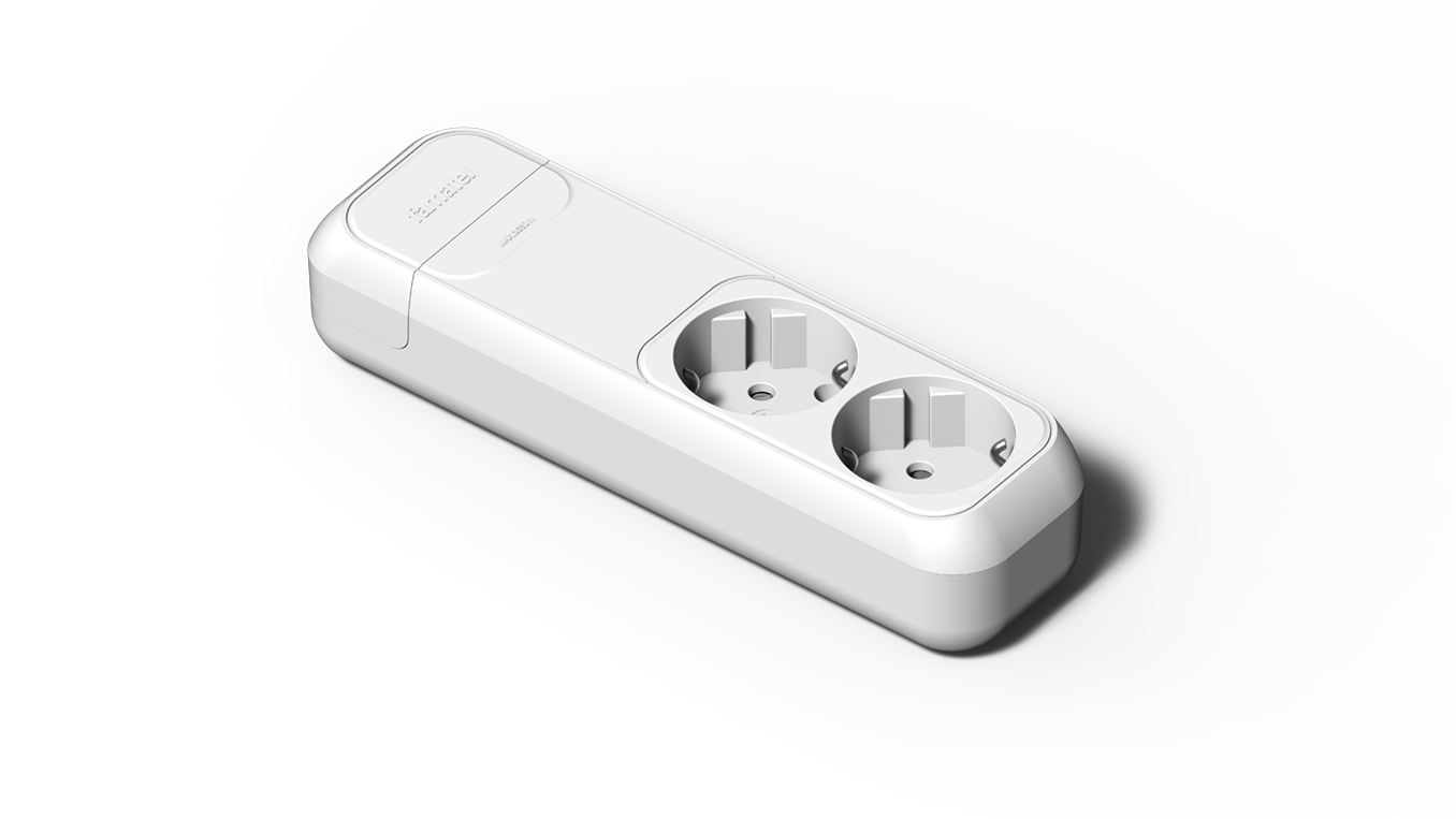 Base 2 tomas de 16A en color blanco