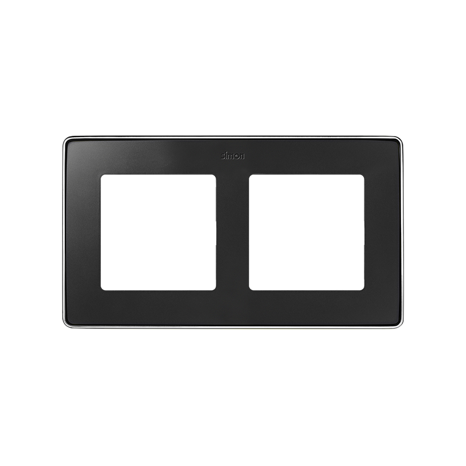 Marco para 2 elementos en color grafito base cromo Simon 82 Detail Select