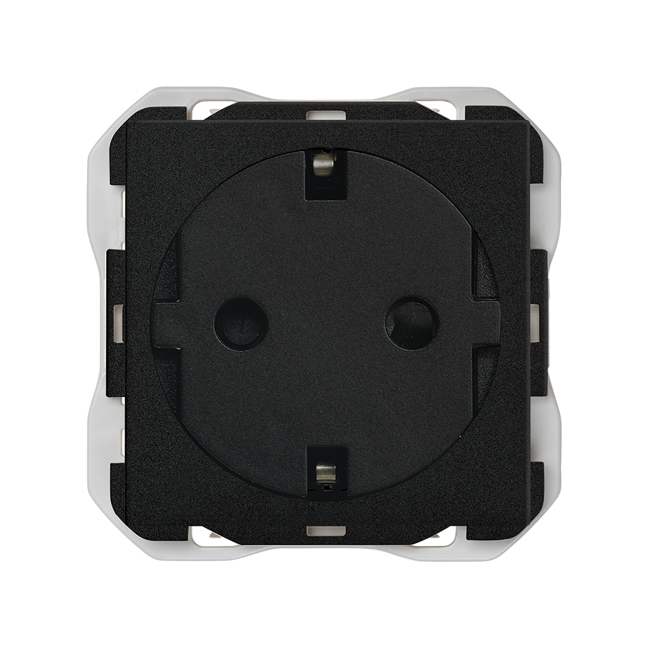 Base de enchufe schuko Clean con sistema de embornamiento a tornillo negro mate