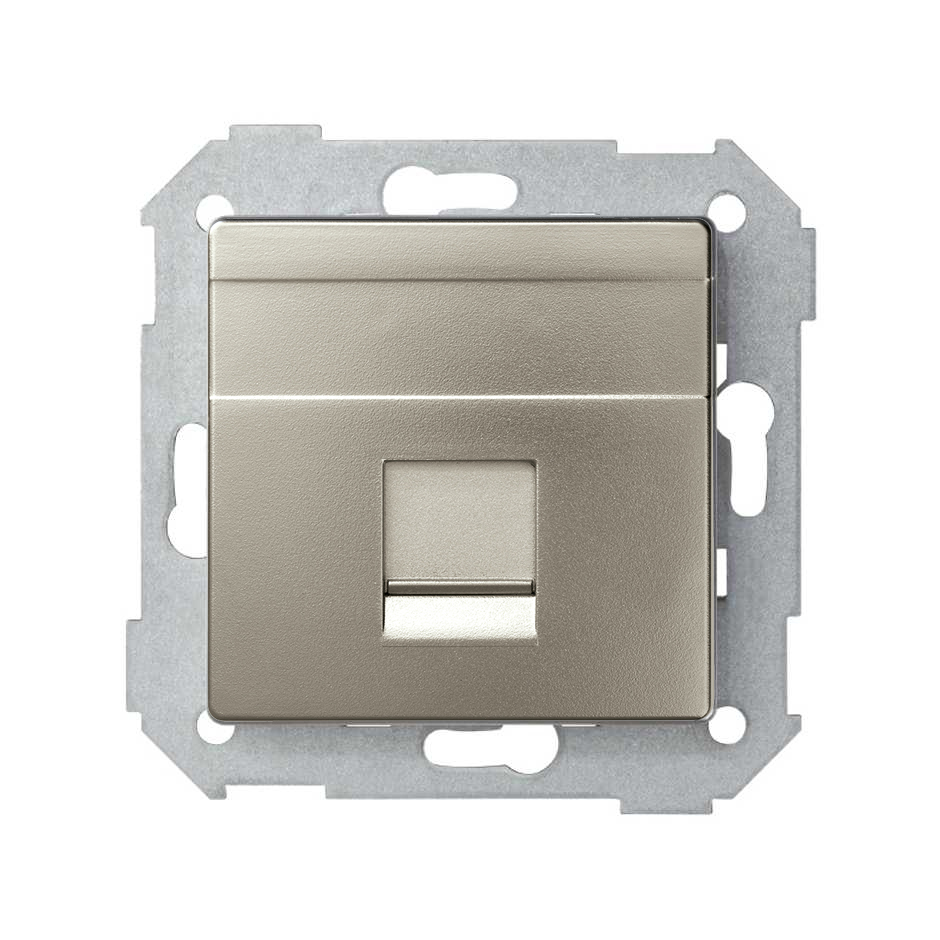 Placa de voz y datos plana con guardapolvo para conector RJ45, en color cava Simon 82 Concept