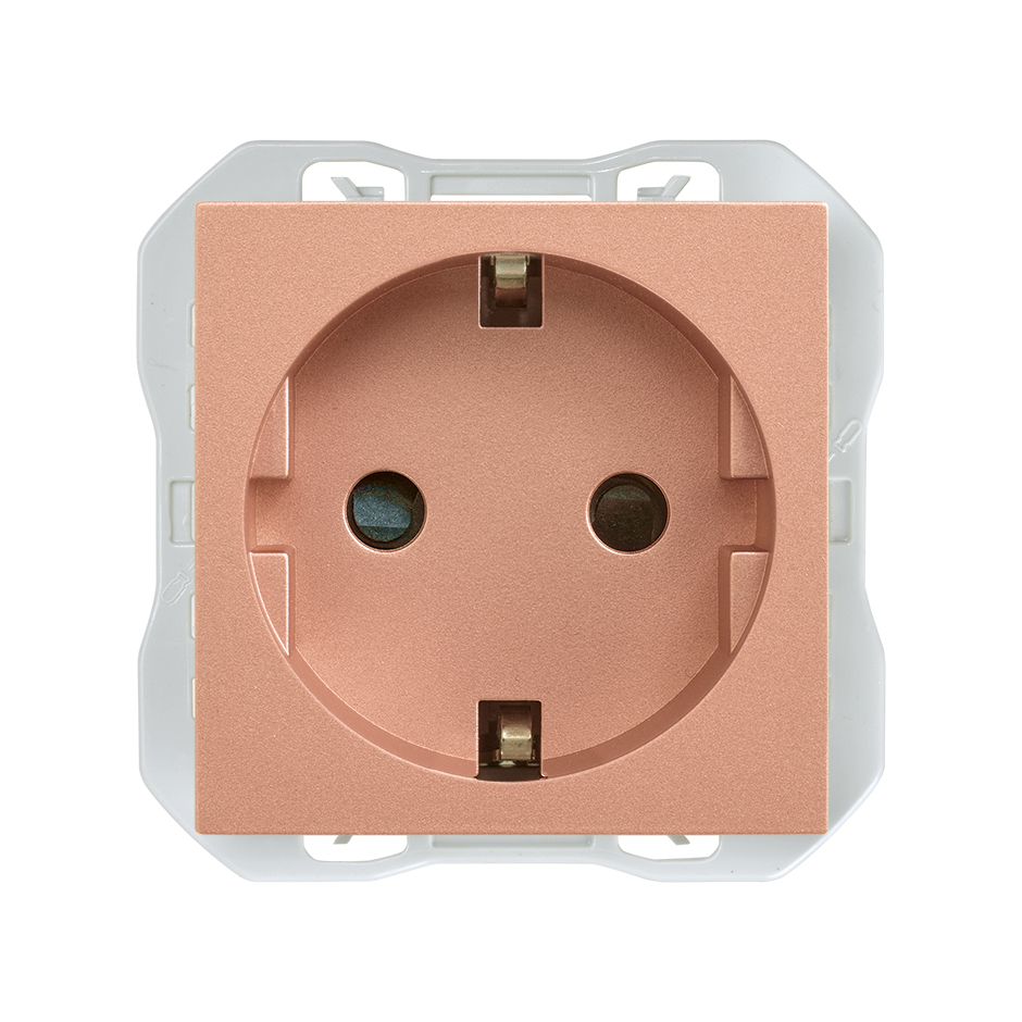 Base de enchufe schuko con sistema de embornamiento a tornillo cobre