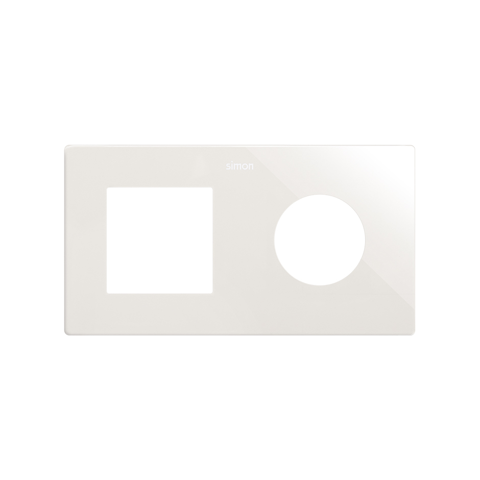 Marco compuesto por 1 elemento y 1 estética mínima para base enchufe schuko CLEAN blanco