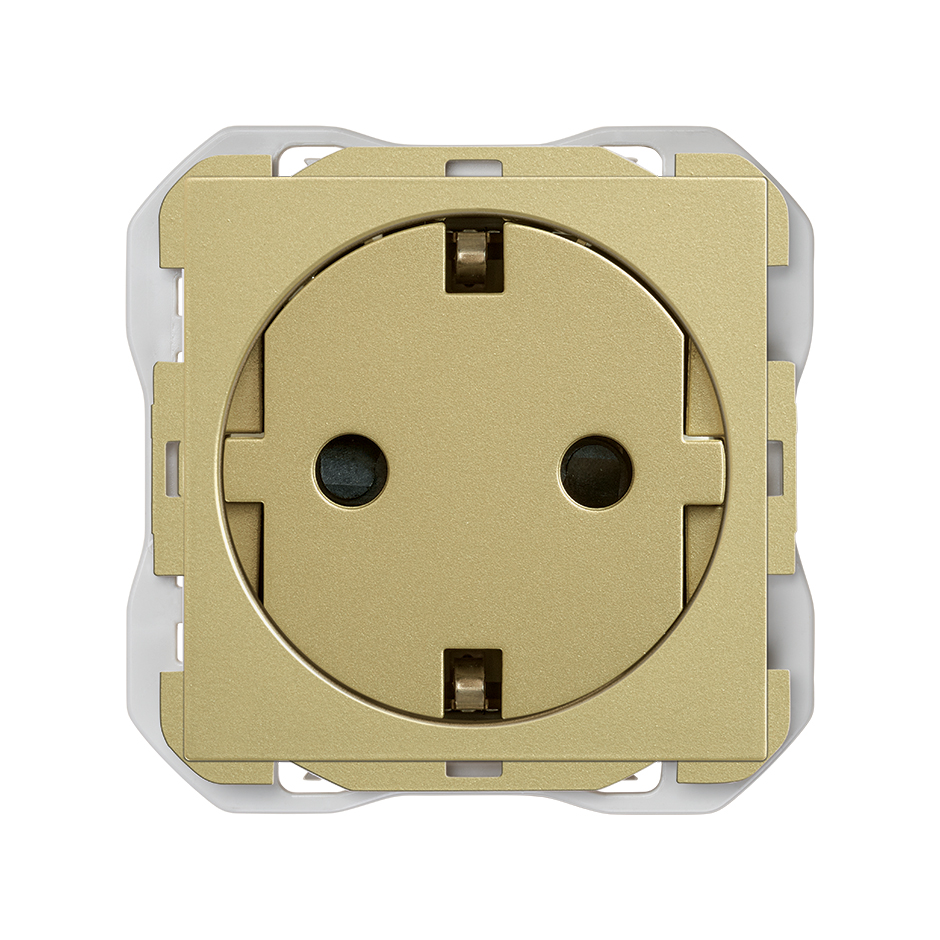 Base de enchufe schuko Clean con sistema de embornamiento a tornillo bronce
